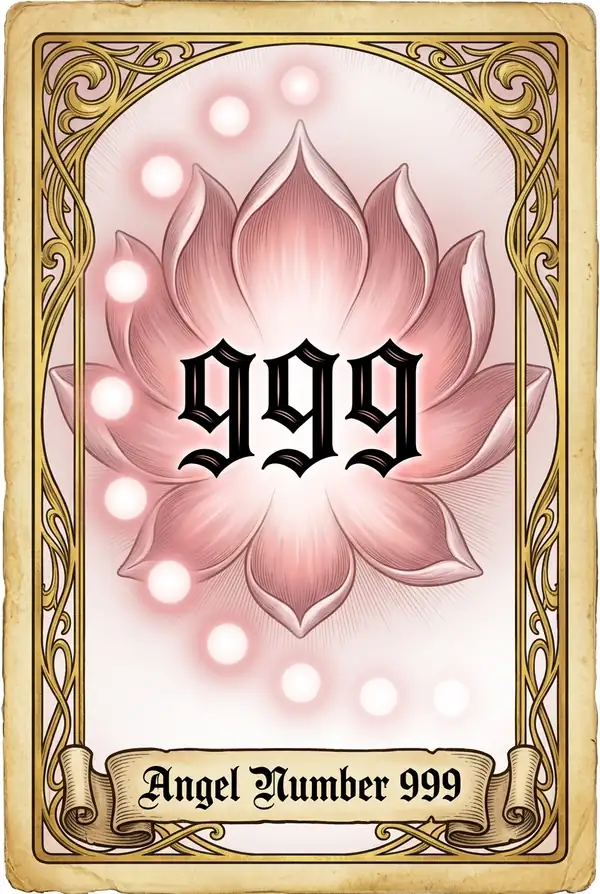 Angel number 999 - a golden circle completing its final arc, a chapter closing gently